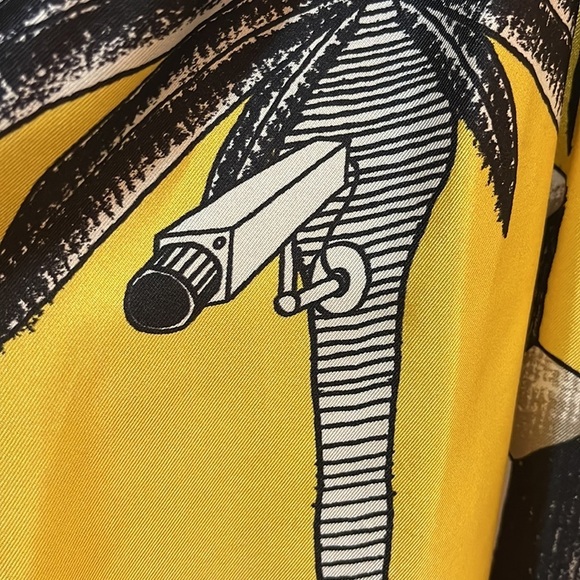 JC de Castelbajac Yellow Black Maxi Dress Camr Camera Act Print NWT - Picture 10 of 16